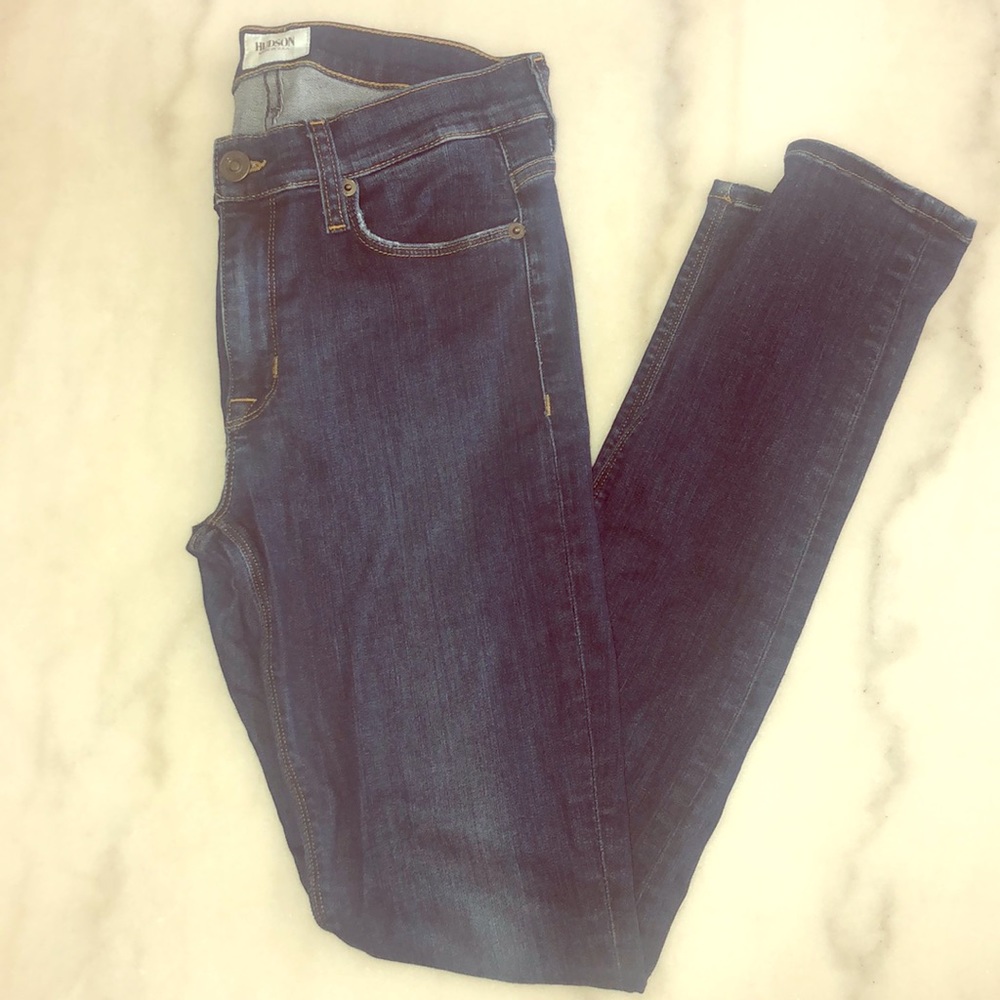 Hudson dark wash skinny jeans mid rise